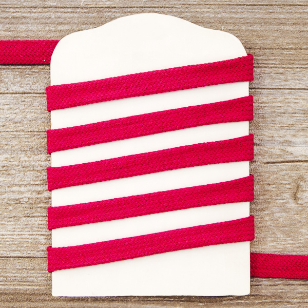 Шнур PEGA плоский, хлопковый, цвет малиновый, 12 мм. Арт 8421692407432