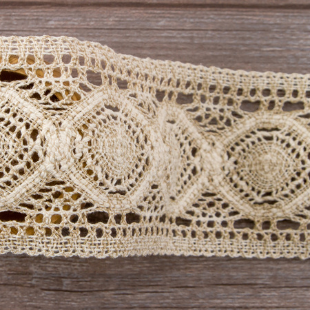Мерсеризованное хлопковое кружево, 95 мм, цвет небелёный. Арт 1104/L1                 