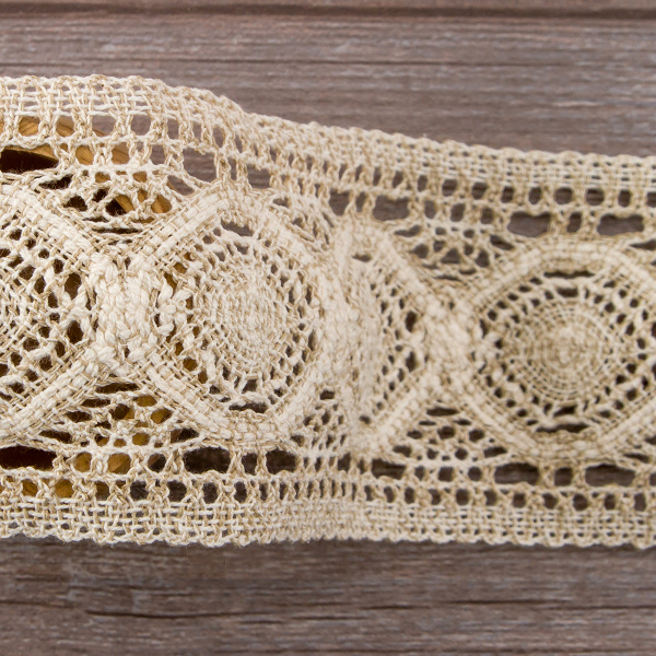Мерсеризованное хлопковое кружево, 95 мм, цвет небелёный. Арт 1104/L1                 