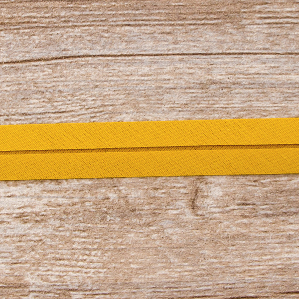 Косая бейка хлопок/полиэстер 20 мм, 25 м, цвет 37, горчица. Арт 6120-20мм-37            