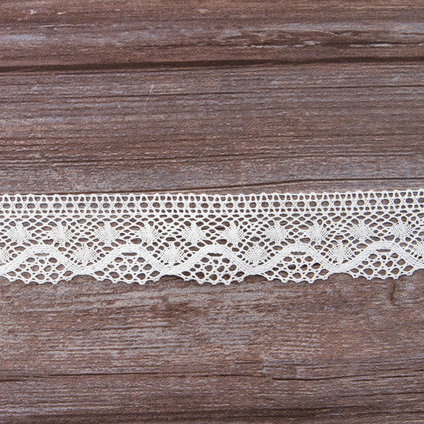 Мерсеризованное хлопковое кружево, 40 мм, белый. Арт 2141/01