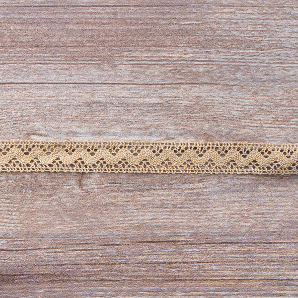 Мерсеризованное хлопковое кружево, 16 мм, цвет серо-бежевый. Арт 2066/27