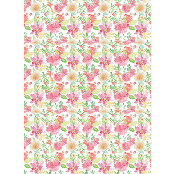 Бумага упаковочная "Круговорот любви - акварельный цветок", рисовая, 21 х 29,7 см. Арт DFSA4527