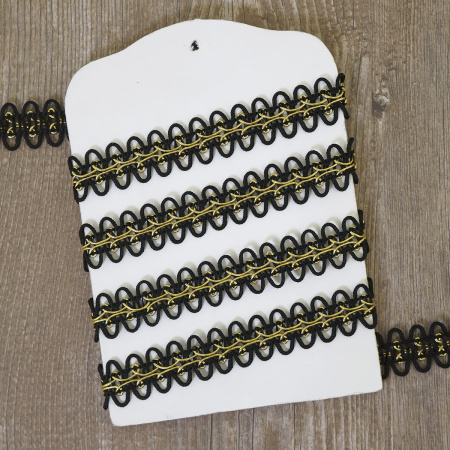 Тесьма PEGA декоративная с люрексом, цвет коричневый с золотом, 16 мм. Арт 844149916DA702          