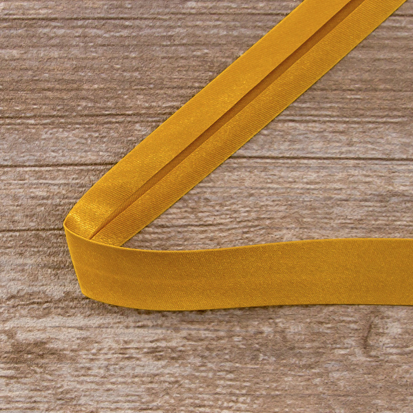 Косая бейка атласная 20 мм, 25 м, цвет 37, горчица. Арт 6260-20мм-37            