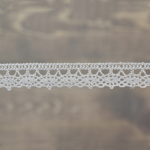 Кружево плетеное, 10 мм, цвет серый, 100% хлопок, 5 м. Арт K-5001-31