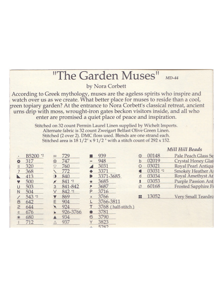 Схема для вышивания MIRABILIA "Сад Муз". Арт MD44