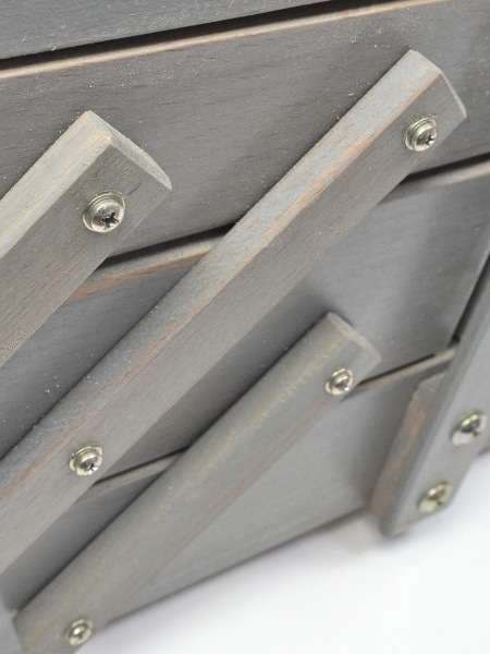 Шкатулка для рукоделия, бук, 3 этажа, античный серый, с игольницей. Арт 31/151/9