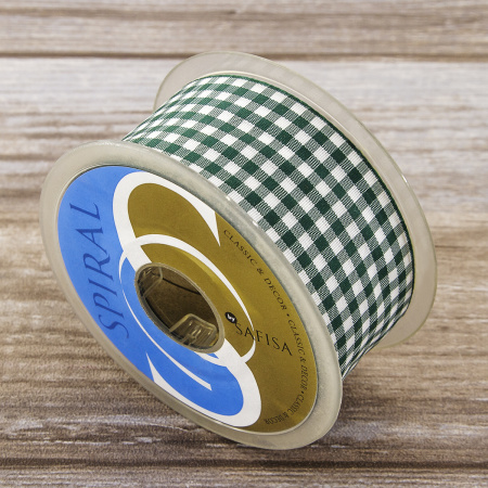 Лента с рисунком клетка SAFISA, 40 мм, 25 м, цвет 43, темно-зеленый. Арт 469-40мм-43             