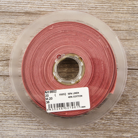 Косая бейка хлопок/лён, 20 мм, 20 м, цвет 36, клубничный мусс. Арт 6602-20мм-36