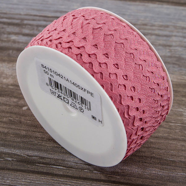 Тесьма PEGA тип вьюнчик, розовый, 6,4 мм. Арт 841510421A1405