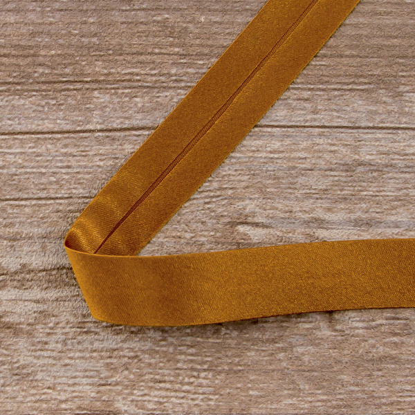 Косая бейка атласная 20 мм, 25 м, цвет 44, бронзовый. Арт 6260-20мм-44            