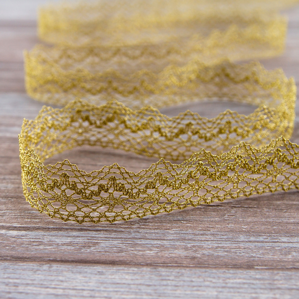 Кружево, 25 мм, цвет золотистый люрекс. Арт 3207/28                 