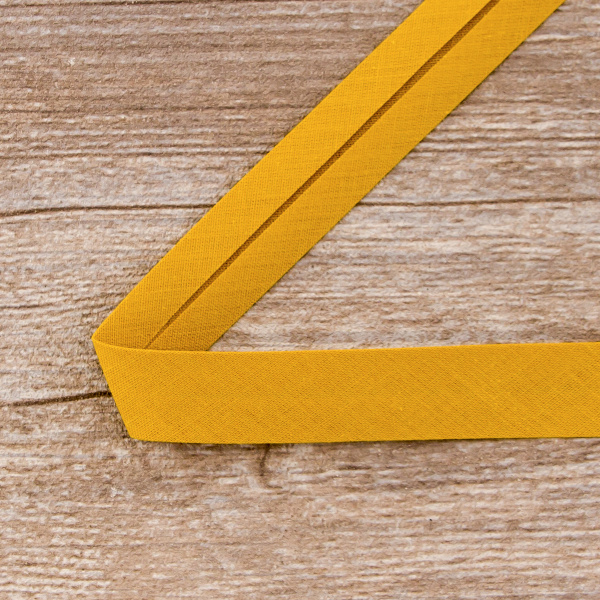 Косая бейка хлопок/полиэстер 20 мм, 25 м, цвет 37, горчица. Арт 6120-20мм-37            