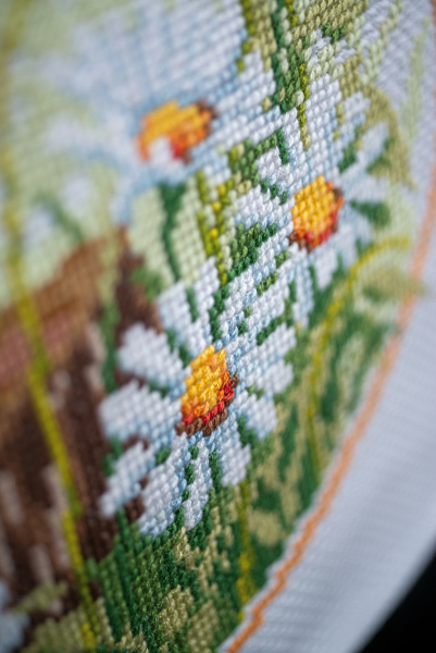 Набор для вышивания дорожки "Малиновка и маргаритки". Арт PN-0021791