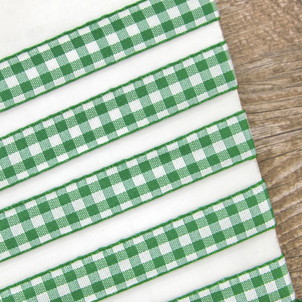 Лента с рисунком клетка SAFISA, 16(18) мм, 25 м, цвет 25, зеленый. Арт 469-16мм-25             