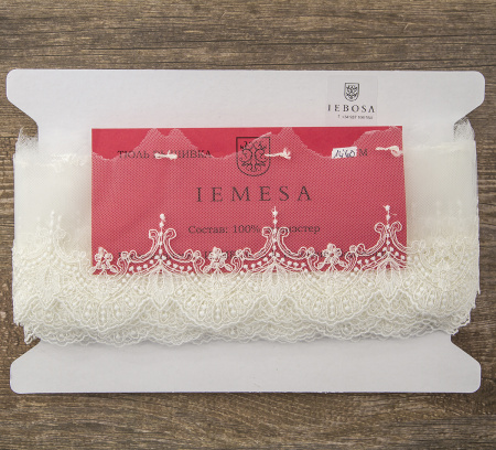 Кружево-вышивка на тюле, 50 мм, 14,6 м. Арт 41806/01