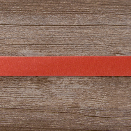 Косая бейка атласная 20 мм, 25 м, цвет 59, кораловый. Арт 6260-20мм-59            