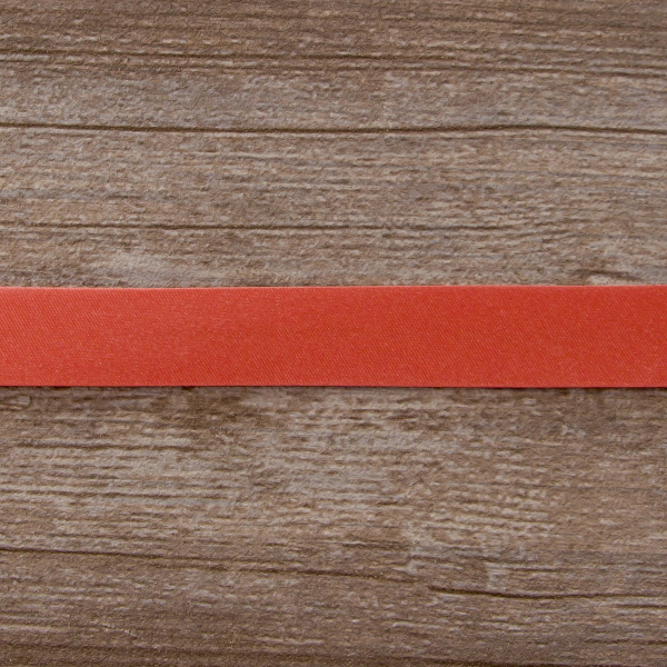 Косая бейка атласная 20 мм, 25 м, цвет 59, кораловый. Арт 6260-20мм-59            