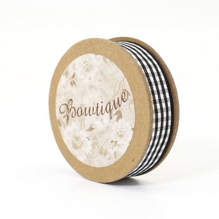 Лента с рисунком на картонной катушке "Клетка", цвет чёрный. Арт R13115/030