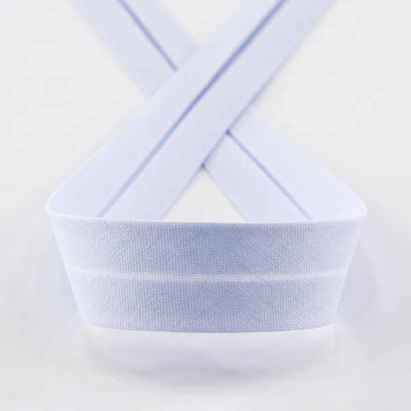 Косая бейка хлопок/полиэстер 20 мм, 25 м, цвет 51, бледно-голубой. Арт 6120-20мм-51            