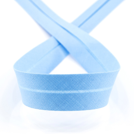 Косая бейка хлопок/полиэстер 20 мм, 25 м, цвет 69, Синий светлый. Арт 6120-20мм-69            