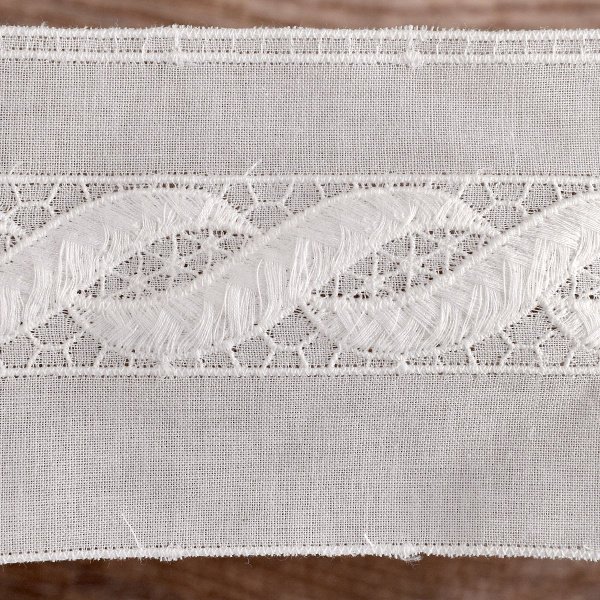 Шитье-вышивка на батисте, прошва, 60 мм, цвет белый. Арт 37250/B