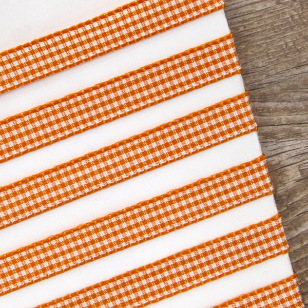 Лента с рисунком клетка SAFISA, 10 мм, 25 м, цвет 61, оранжевый. Арт 466-10мм-61             