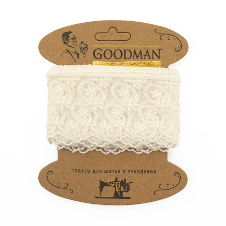 Кружево-вышивка на тюле, 63 мм, цвет молочный, 100% полиэстер, 3,5 м. Арт T-1909.112