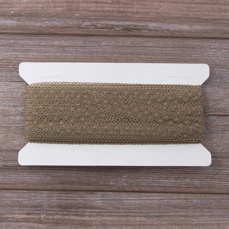 Мерсеризованное хлопковое кружево, 20 мм, цвет темно-бежевый. Арт 2020/5T