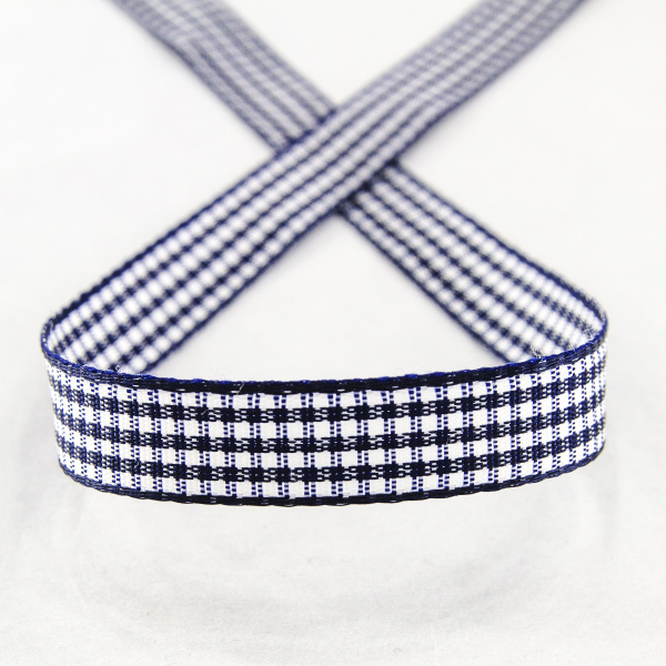 Лента с рисунком клетка SAFISA, 10 мм, 25 м, цвет 15, темно-синий. Арт 466-10мм-15             