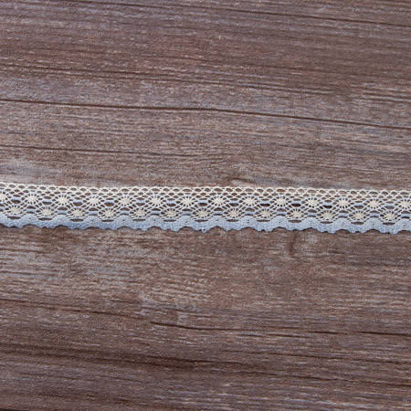 Мерсеризованное хлопковое кружево, 20 мм, цвет белый с голубым. Арт 2019/Z3