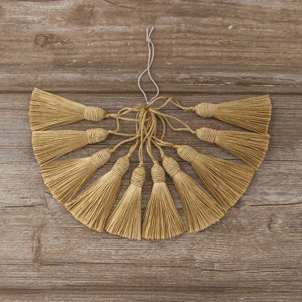 Кисть декоративная на шнуре, длина 60 мм, цвет песочный. Арт KY - 03-col.PE - 3