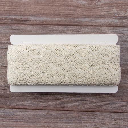 Мерсеризованное хлопковое кружево, 40 мм, цвет сливочный. Арт 1322/02                 