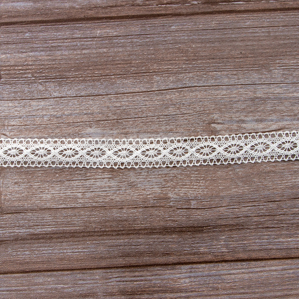 Мерсеризованное хлопковое кружево, 20 мм, цвет белый. Арт 1524/01                 