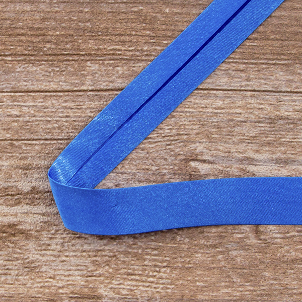 Косая бейка атласная 20 мм, 25 м, цвет 42, темно-голубой. Арт 6260-20мм-42            