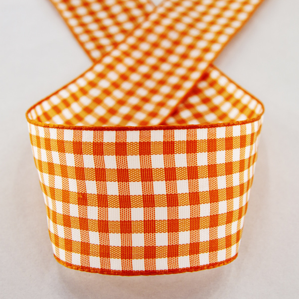 Лента с рисунком клетка SAFISA, 40 мм, 25 м, цвет 61, оранжевый. Арт 469-40мм-61             