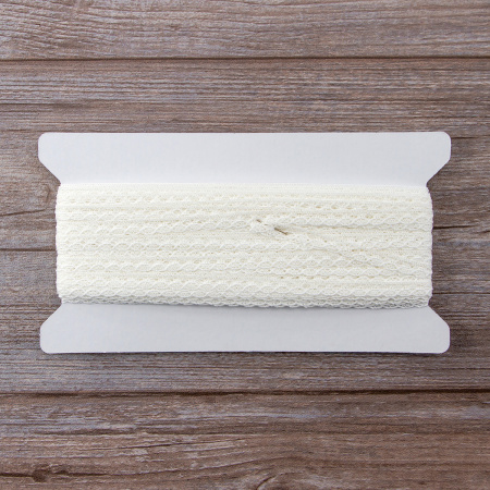 Мерсеризованное хлопковое кружево, 10 мм, цвет белый. Арт 3513/01