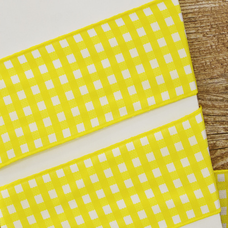 Лента с рисунком клетка SAFISA, 40 мм, 25 м, цвет 22, желтый. Арт 469-40мм-22             