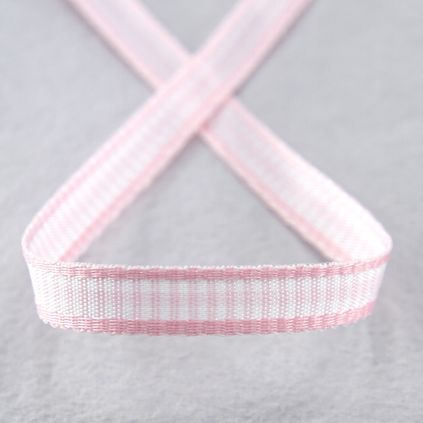 Лента с рисунком клетка SAFISA, 6 мм, 25 м, цвет 05, розовый. Арт 466-06мм-05             