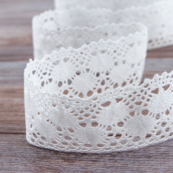Мерсеризованное хлопковое кружево, 60 мм, цвет белый. Арт 3610/01