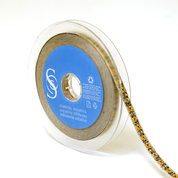 Лента жаккардовая с люрексом SAFISA, 10 мм, 15 м, цвет 03. Арт 9212-10мм-03