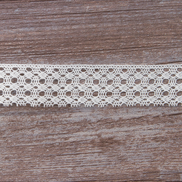 Мерсеризованное хлопковое кружево, 35 мм, белый. Арт 2129/01