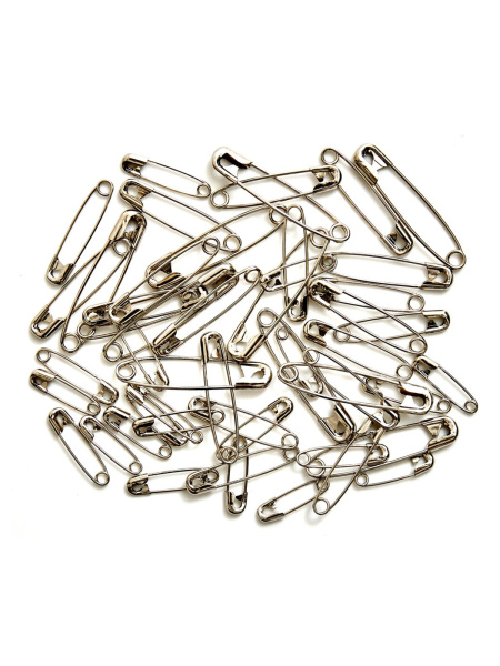 Булавки английские в баночке-органайзере, ассорти, 5 размеров: 19 - 38 мм, цвет серебристый, 50 шт. Арт HGC415.S.01