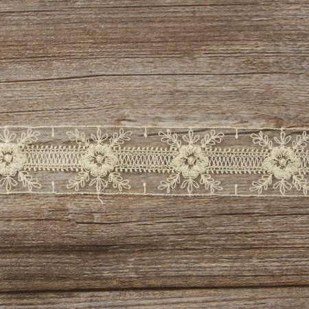 Вышивка на тюле, 40 мм, цвет натуральный. Арт I662/58