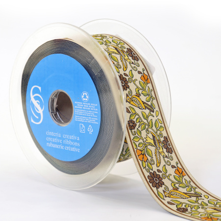 Лента из тканого жаккарда SAFISA, 50 мм, 15 м, цвет 01. Арт 9264-50мм-02