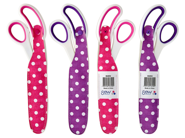 Ножницы портновские в чехле, 24,5 см., 2 цвета, 14 шт. в картонном прикассовом стенде. Арт B4854
