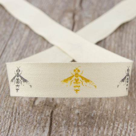Лента хлопковая на картонной мини-катушке "Пчелы". Арт VR15.044