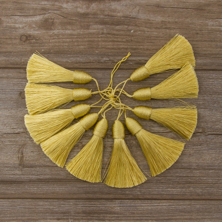 Кисть декоративная на шнуре, длина 85 мм, цвет медовый. Арт KY - 05-col.PE - 5