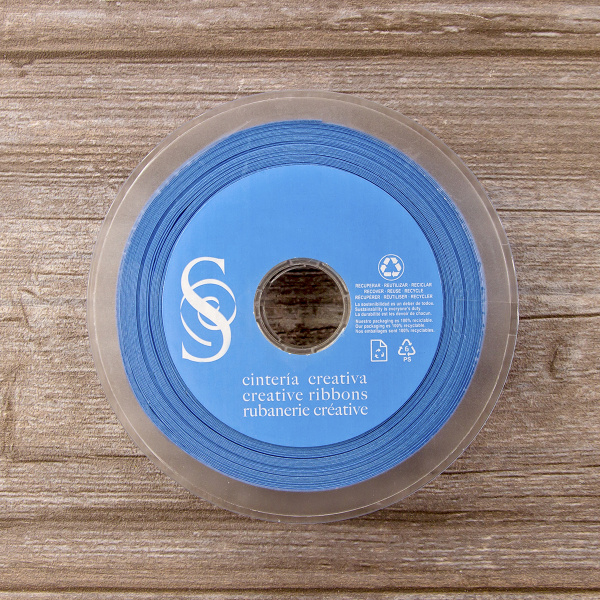 Косая бейка атласная 20 мм, 25 м, цвет 65, голубой. Арт 6260-20мм-65            